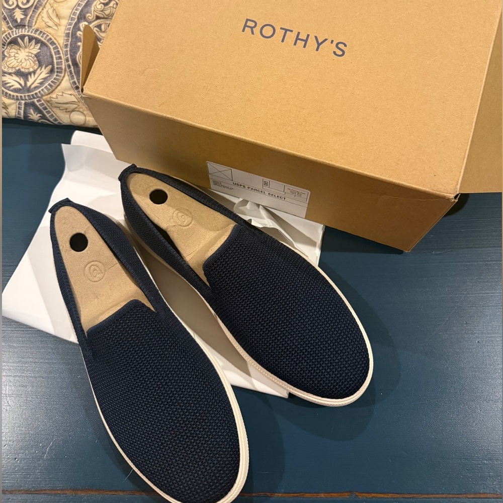 Rothy's Dark Blue Knit Slip-Ons